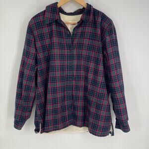LL Bean Woman’s Shirt Jacket Plaid Fleece Lined Chore Outdoor Gorpcore Large